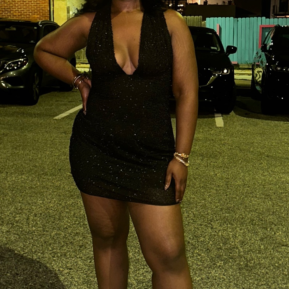 Oh Polly Black Beaded Dress🖤✨